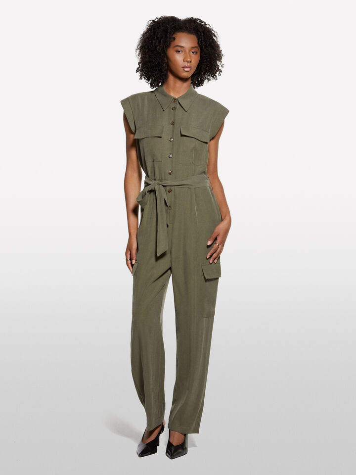 Armeegrüner Cargoanzug - overalls jumpsuits für damen - Militärgrün | Sisley image number 1